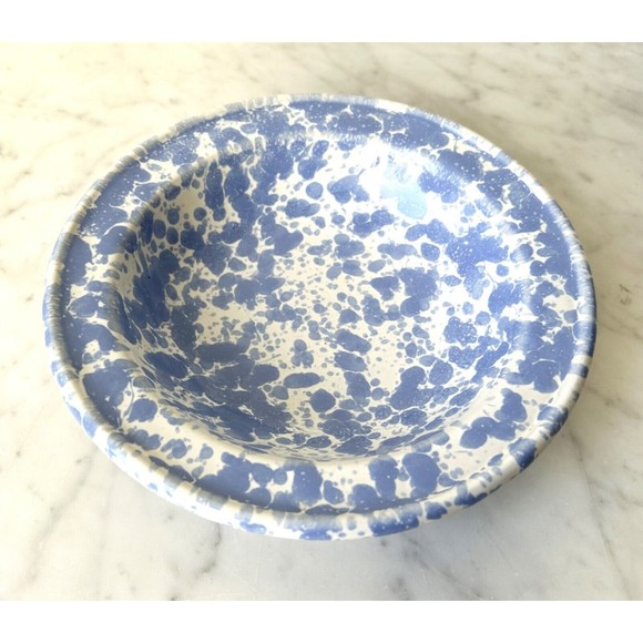 Bennington Potters Morning Glory Pottery Blue Agate Rimmed Soup Cereal Bowl 8.5" - Picture 4 of 6